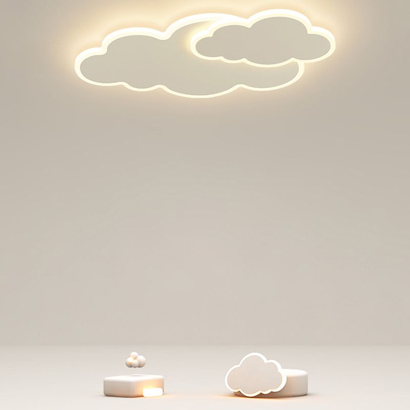 Cloud Shape Flush Mount Modern Style Acrylic 1 Light Flush Light in White