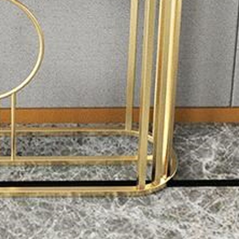 Marble Oval Console Table, 31.5"  Gold Metal Base Console Table for Hall