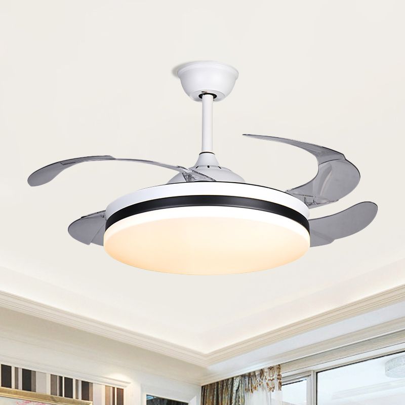 42 "de ancho de tambor blanco Semi Flush Style Nordic Acrílico 4 cuchillas LED PENDE LUZ