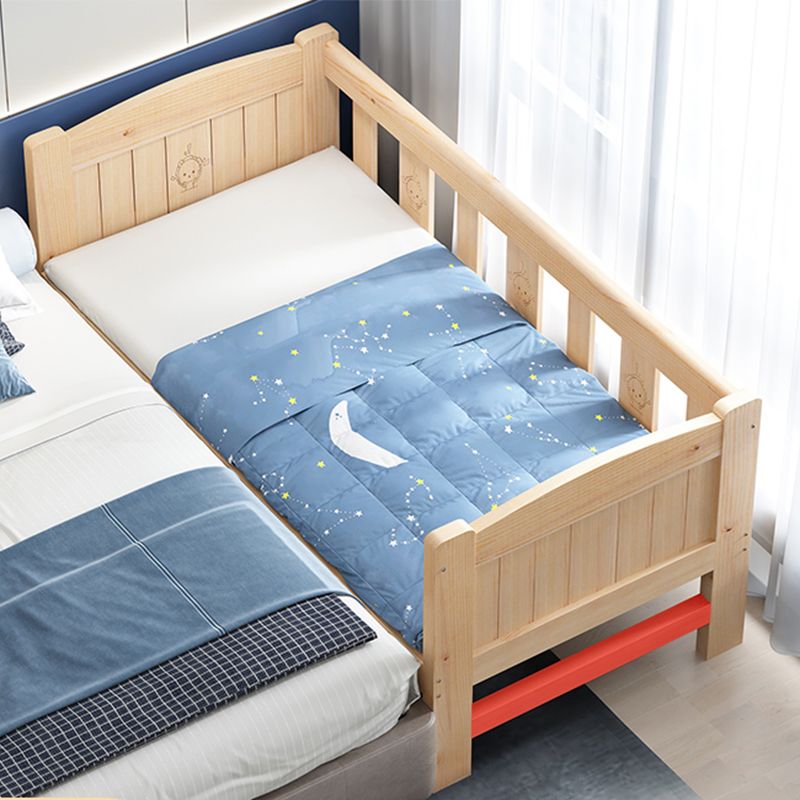 Modern Solid Wood Standard Bed Open-Frame Kids Bed with Guardrail