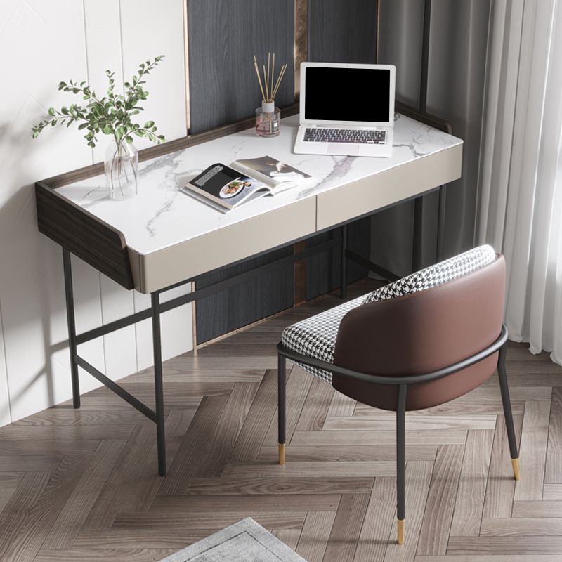 Modern Office Task Desk Rectangular Shape Grey Writing Desk with 4 Legs