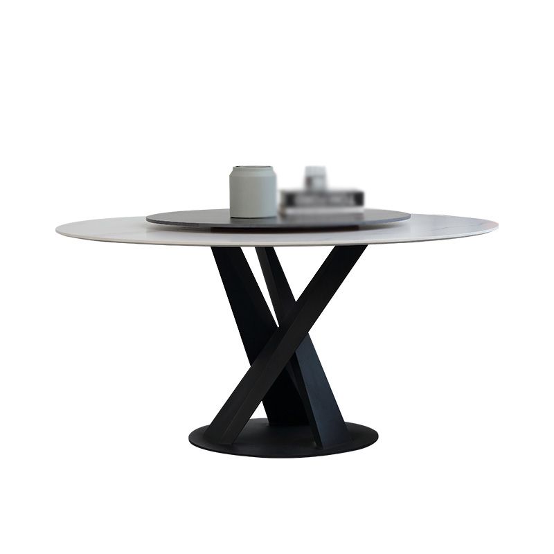 Modern 1/3/4/5/7 Pieces Dinette Set with White Sintered Stone Top Round Dining Table Set