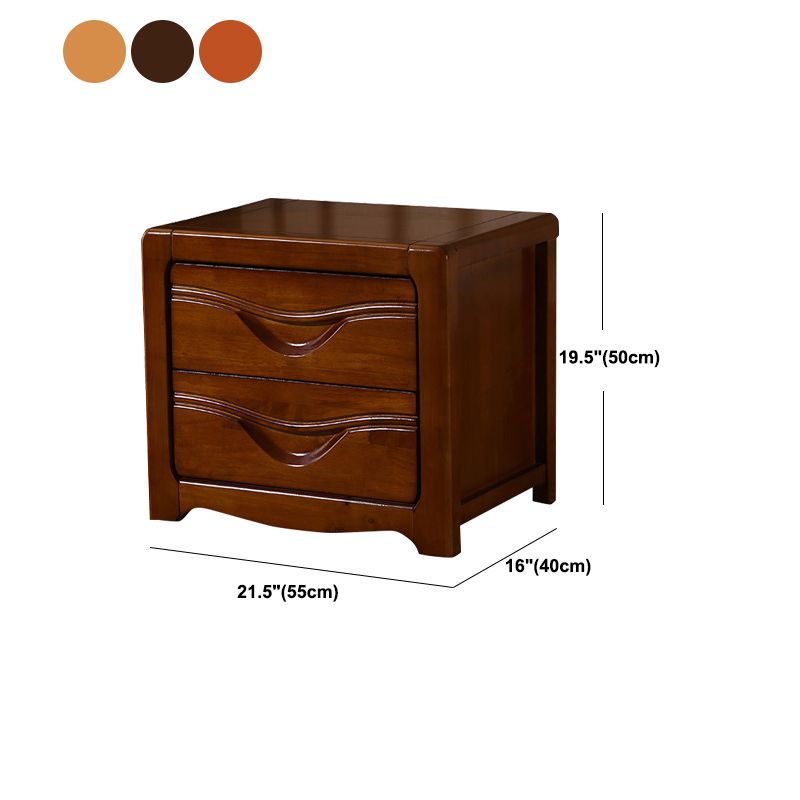 2 Drawers Accent Table Nightstand 19.68" Tall Contemporary Bed Nightstand