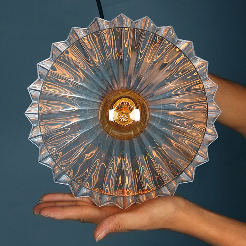 Industriële vintage enkele hanglampje smeedijzeren geschulpte hanglamp met glazen schaduw