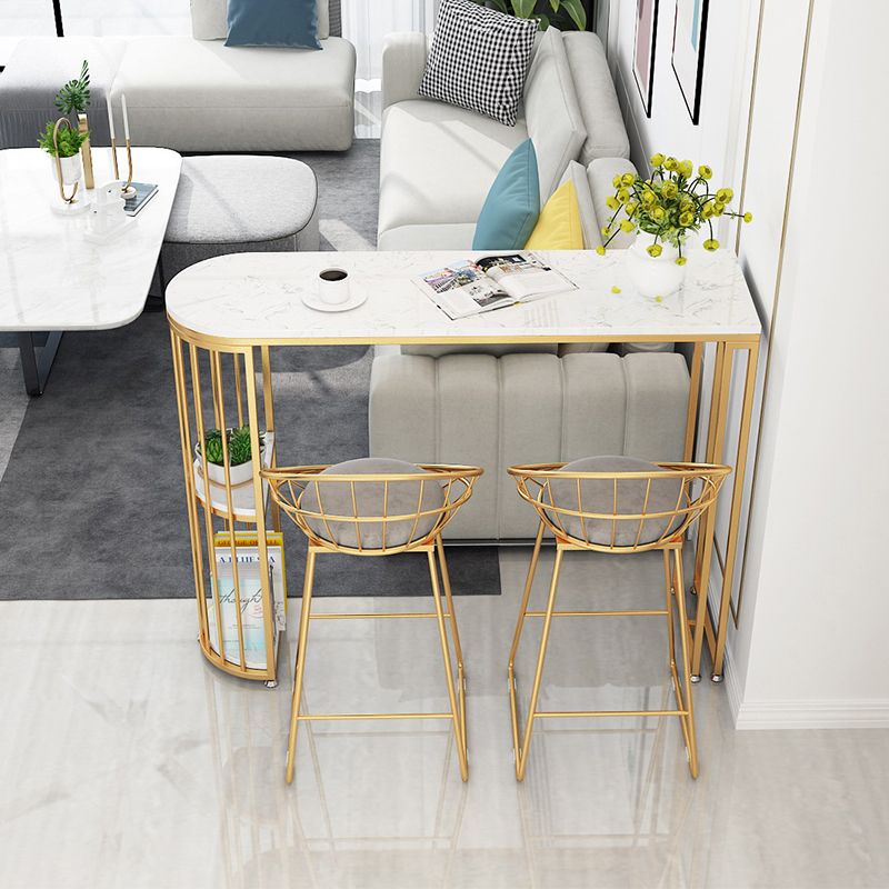 Glam Style Gold Iron Bar Tabel 41.3 "H Marble White Top Bistro Table voor woonkamer