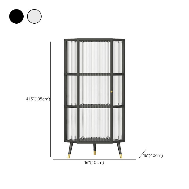 Industrial Curio Cabinet Metal Glass Doors Storage Cabinet with Legs for Living Room