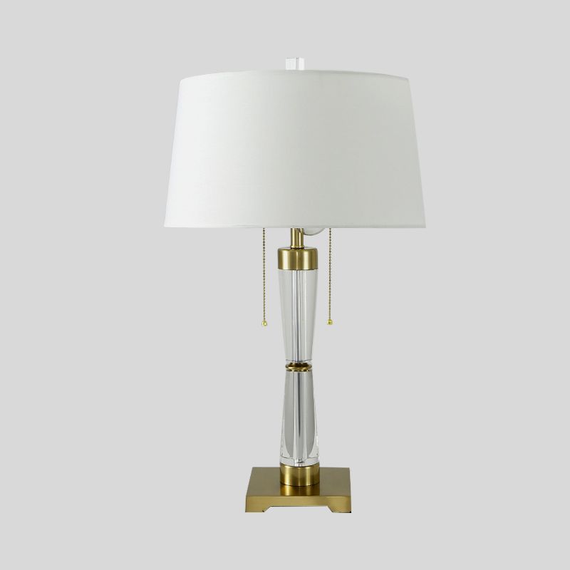 Tambour de tambour Light modern tissu 2 ampoules lampe de lecture en or avec chaîne de traction