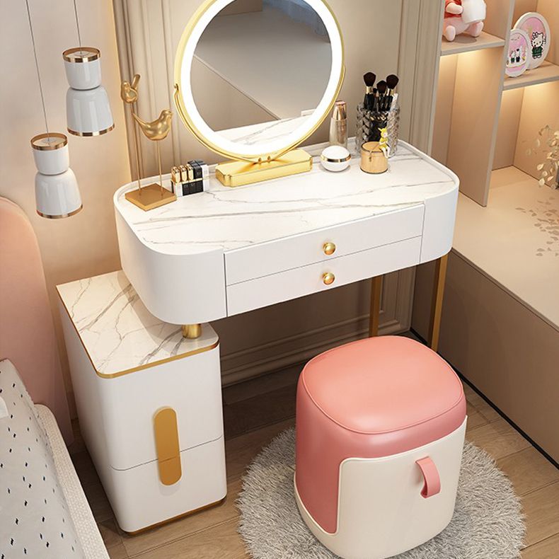 Modern Glass/Stone Top Make-up Vanity Mirror & Jewelry Dressing Table