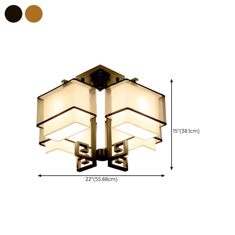 Modern Style Geometry Shape Flush Mount Fabric Ceiling Light for Bedroom