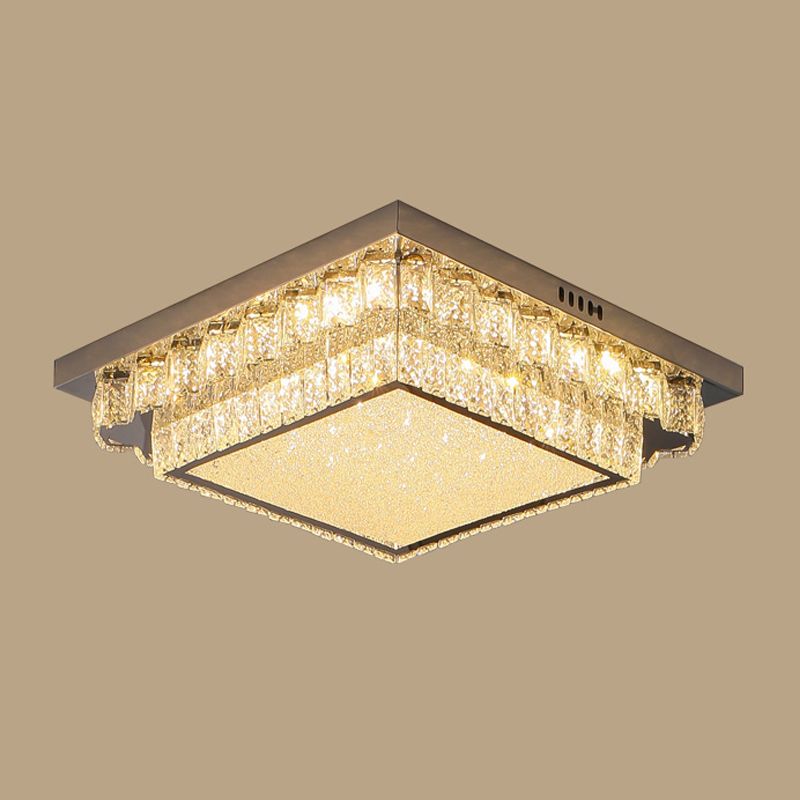 Modern Simple Style Ceiling Lamp Stainless Steel Crystal LED Flush Mount for Living Room