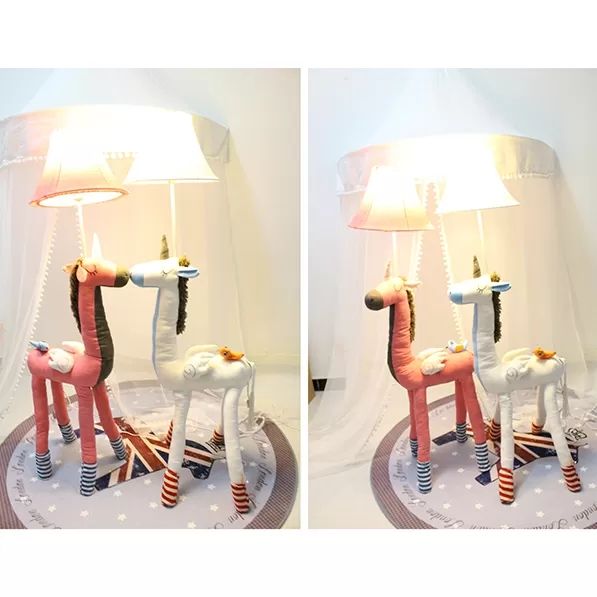 Cartoon Long Neck Animal Floor Light 1 Light Fabric Floor Lamp for Living Room Kindergarten