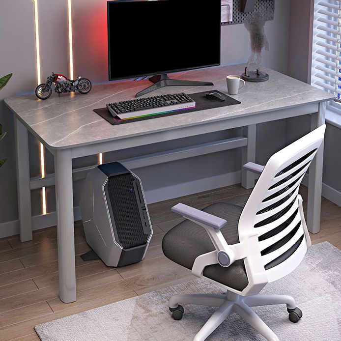 Modern Stone Gaming Desk Rectangular Parsons Base Computer Desk