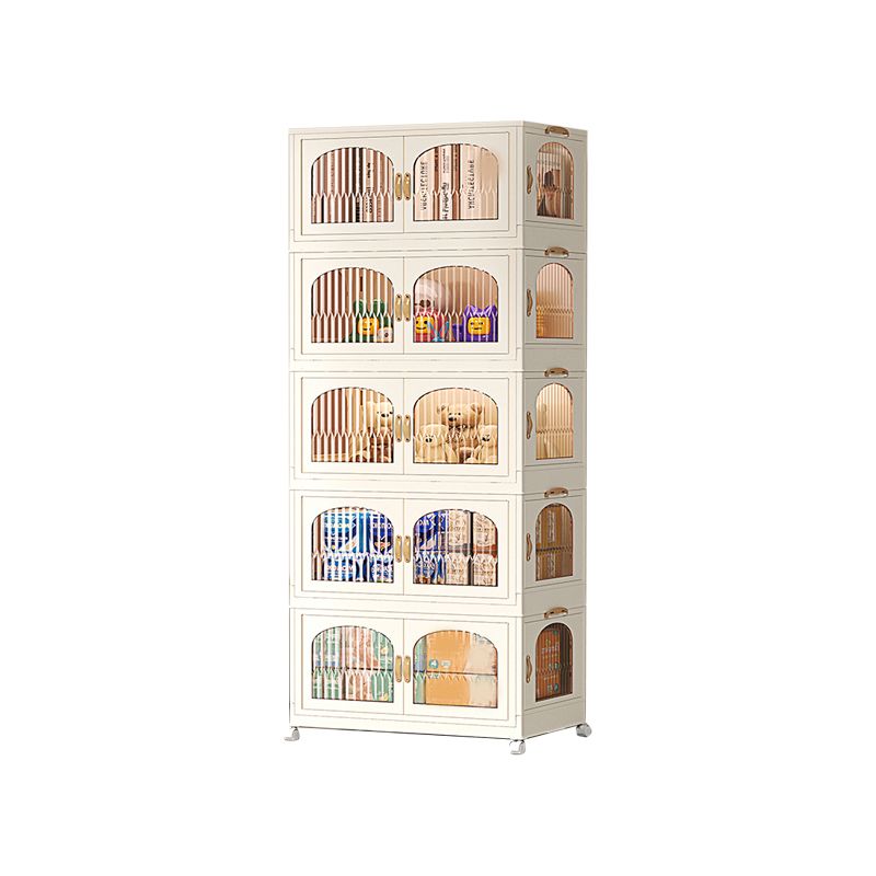 Plastic Collapsible Kid's Wardrobe 5-Door Armoire Cabinet for Bedroom