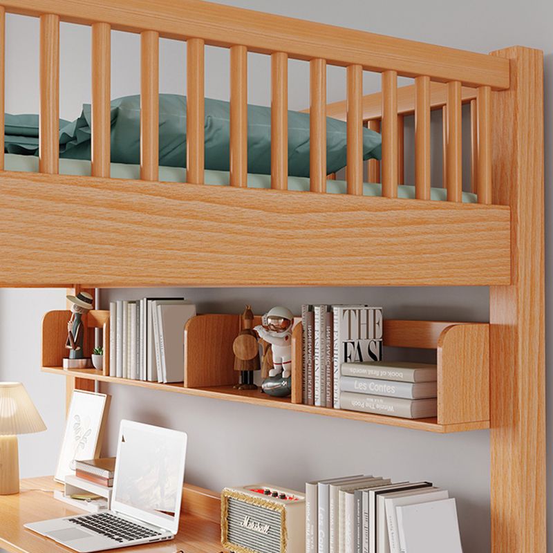 Solid Wood Loft Bed Natural Contemporary Kids Bed with Guardrails