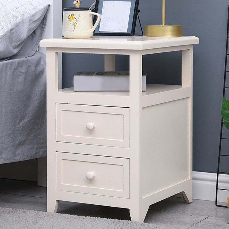 Two Drawer Contemporary Accent Table Nightstand Antique Finish Bed Nightstand with Legs