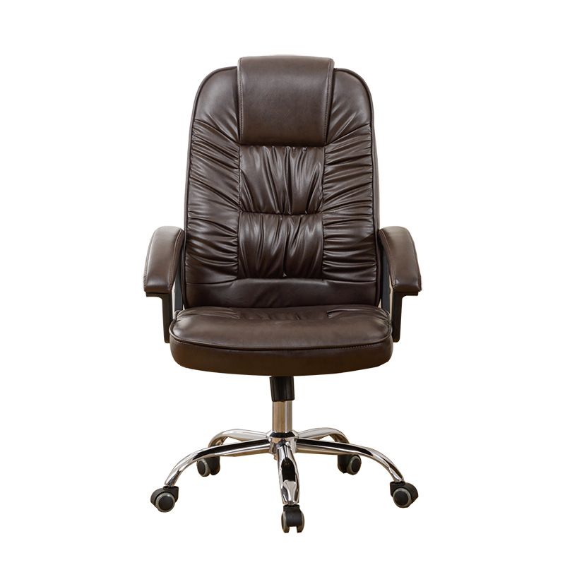 Contemporary Leather Desk Chair Padded Arms Task Chair for Office