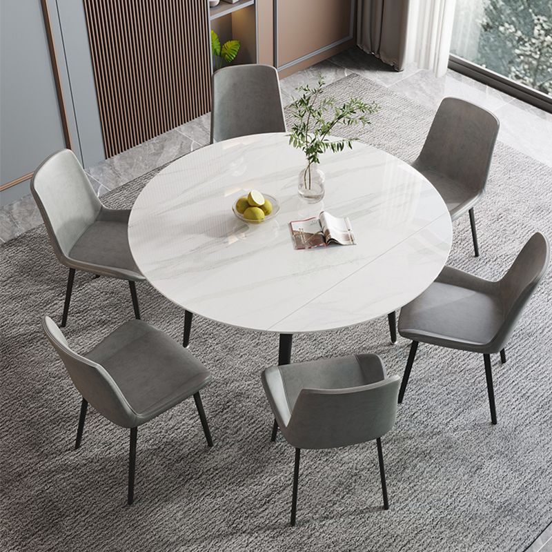 Modern Stone Dining Table with 4 Black Legs Table for Dining Room