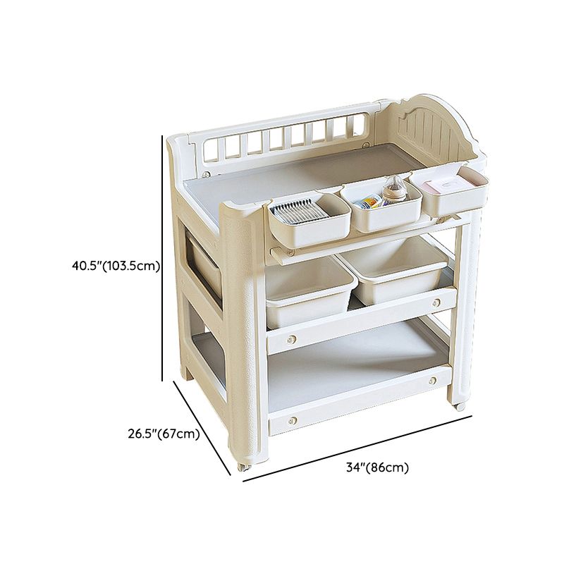 Modern Plastic Baby Changing Table Arch Top Changing Table With Shelf