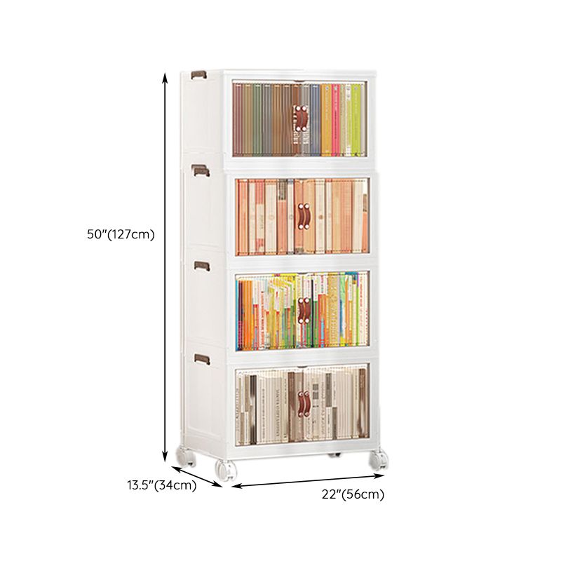 Contemporary Plastic Book Shelf Freestanding Standard Kids Bookshelf in White