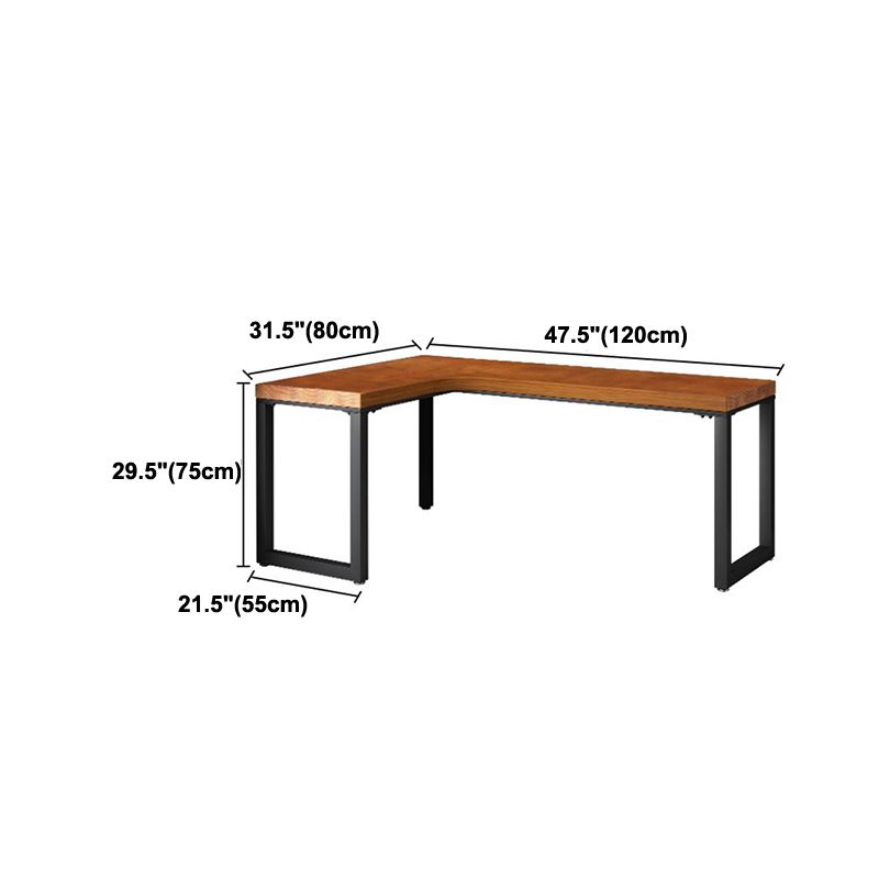 Solid Wood L-Shaped Writing Table Fixed Home Office Modern Study Desk without Shelf