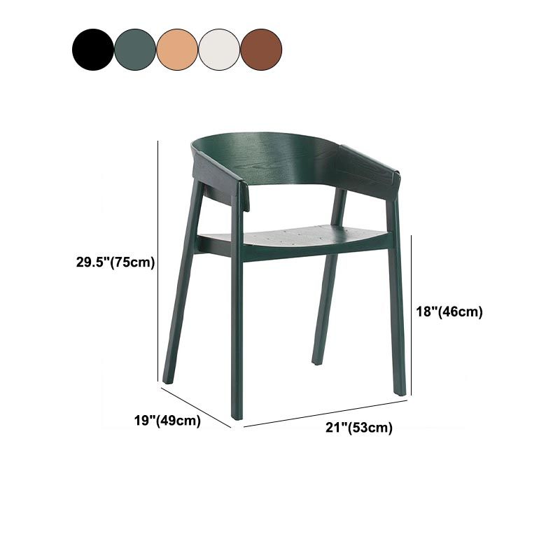 Wood Dining Arm Chair Modern Open Back Dining Chair with Wood Legs