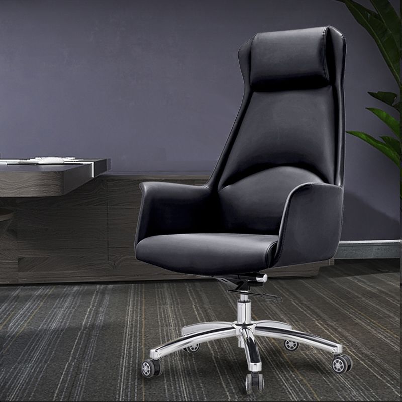 Leather Office Chair Fixed Arm Task Chair for Home and Office