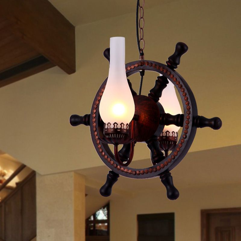 Bottle Shade Frosted Glass Light Chandelier Vintage 2-Light Dining Room Pendant Lighting