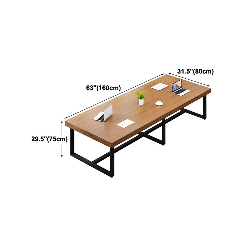 Modern Pine Wood Top Office Desk Rectangular Desk with Trestle