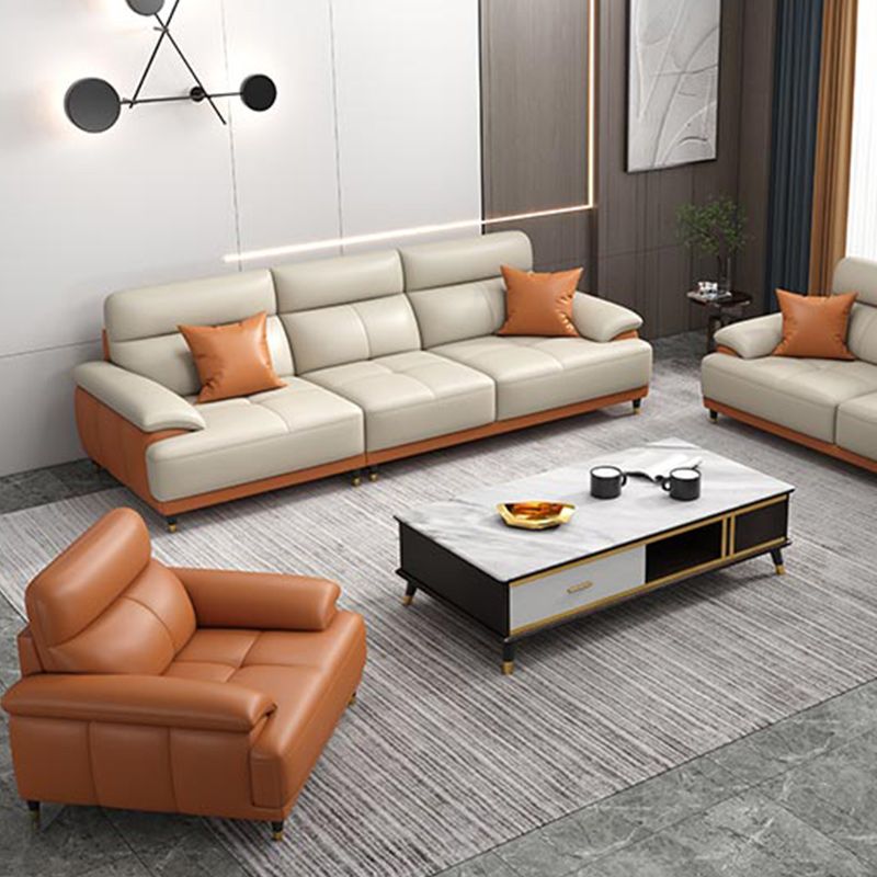 Genuine Leather Sectional Sofa Pillow Top Arm Sofa for Living Room