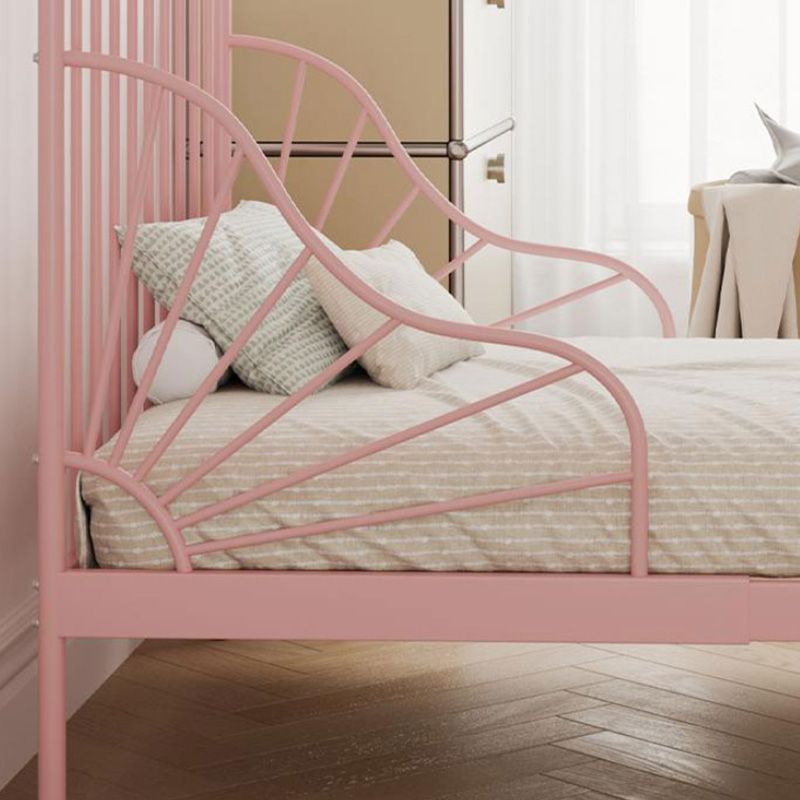 Contemporary Kids Bed Metal Slat Headboard Princess with Footboard Mattress