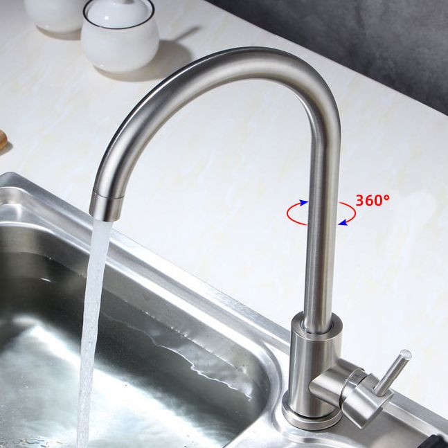 Modern Bar Faucet Stainless Steel with Handles and Supply Lines High Arch Kitchen Faucet