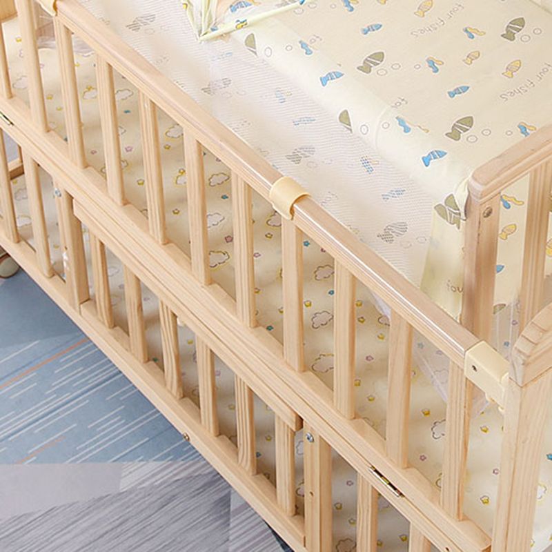 Solid Wood Rectangle Bassinet Gliding Crib Cradle with Upholstered for Baby