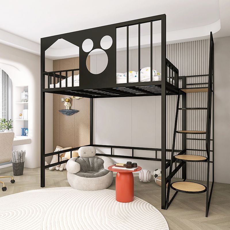 Gender Neutral Metal Kids Bed No Theme Loft Bed with Guardrail