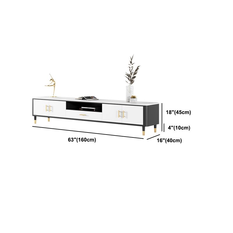 Glam Style TV Stand Open Storage TV Stand Console with 4-Door