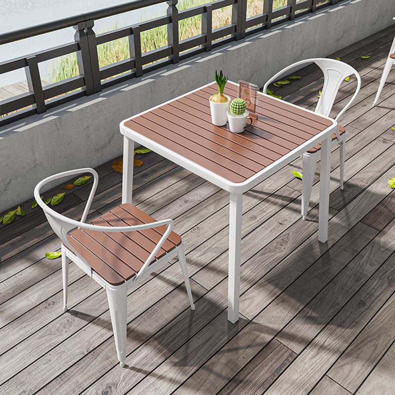 Outdoor Contemporary Coffee Table Metal Frame Rectangle  Dining Table