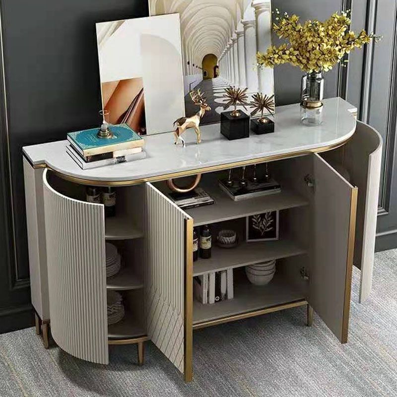 Glam Style Buffet Sideboard Stone Top Server with Door for Home