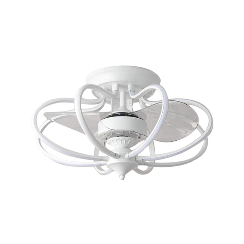 Ventilateur suspendu en cage métallique Light Contemporain 25,5 "LED de large Semi Flush, 2 lames