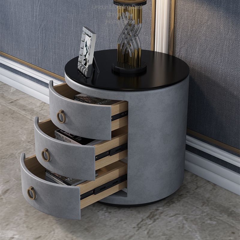 Contemporary Accent Table Nightstand Glass Nightstand with 3 Drawers