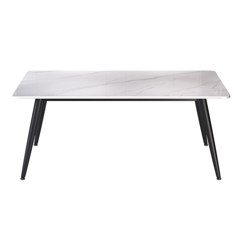 Mesa de comedor de piedra sinterizada de forma rectangular contemporánea mesa de comedor de cocina con 4 patas base