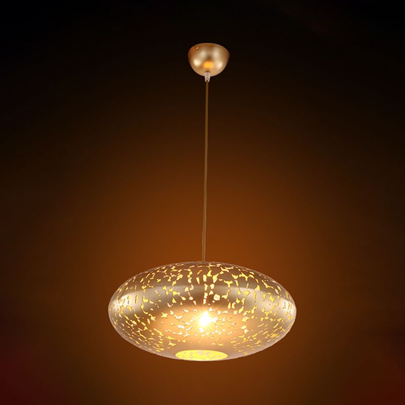 Metalen zilver/brons/messing plafondlamp lantaarn 1 kop decoratief hangend hanglampje voor slaapkamer