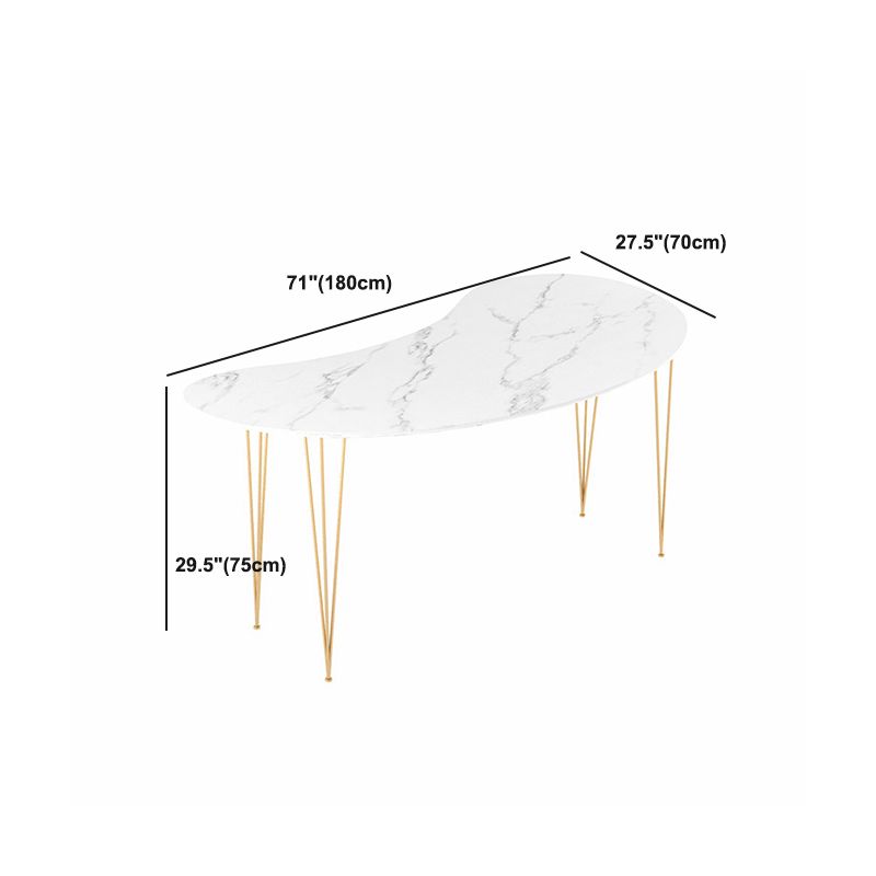 Contemporary Marble Computer Desk for Home 30"H Desk with Metal Legs