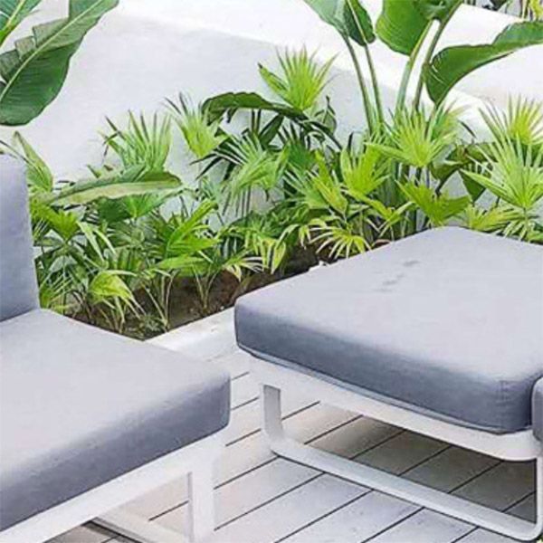 Contemporary Gray Cushion Patio Sofa Aluminum Frame Outdoor Patio Sofa -25.6" H