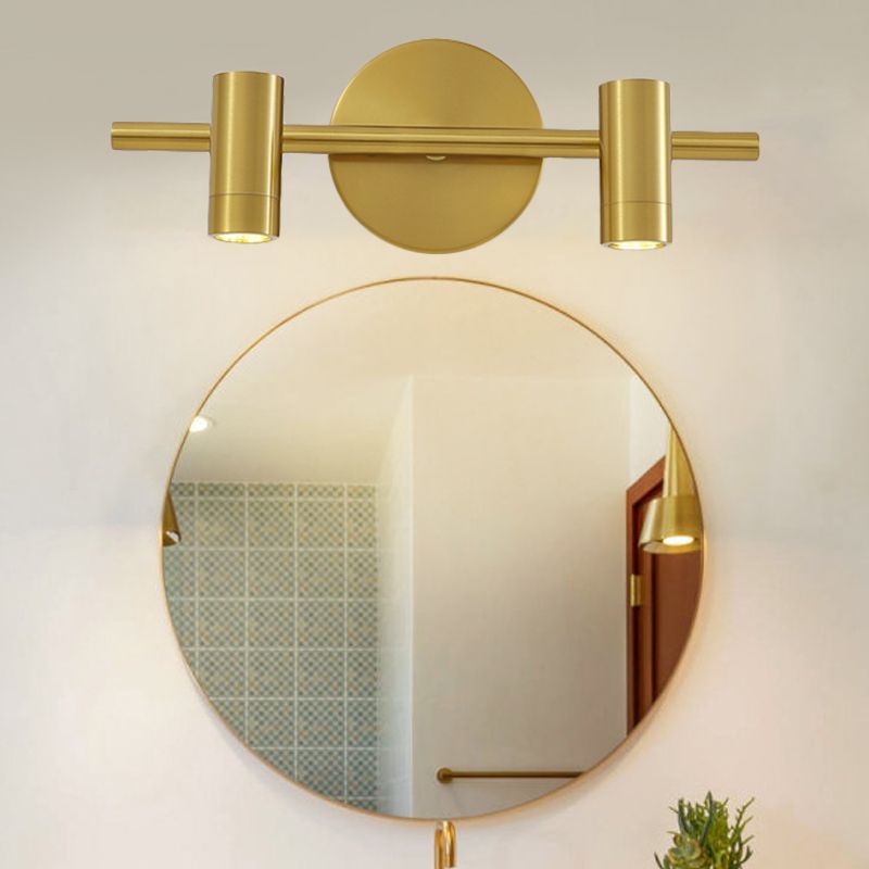 2/3/4-Light LED Tube Vanity Lamp Traditional Brass Metal Wall Sconce Lighting for Bathroom