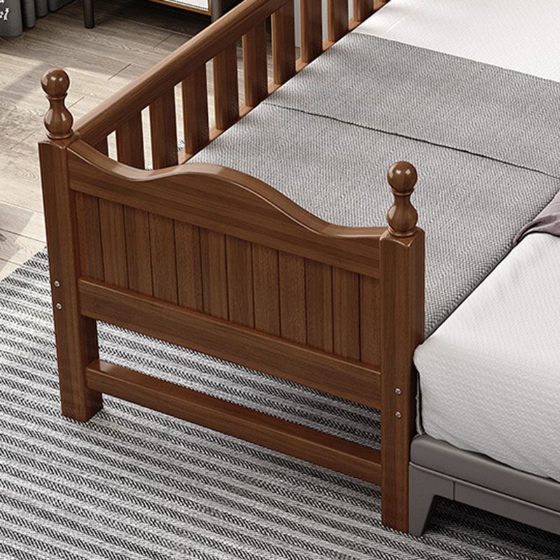 Traditional Brown Baby Crib with 3/4 Guardrail in Solid Wood