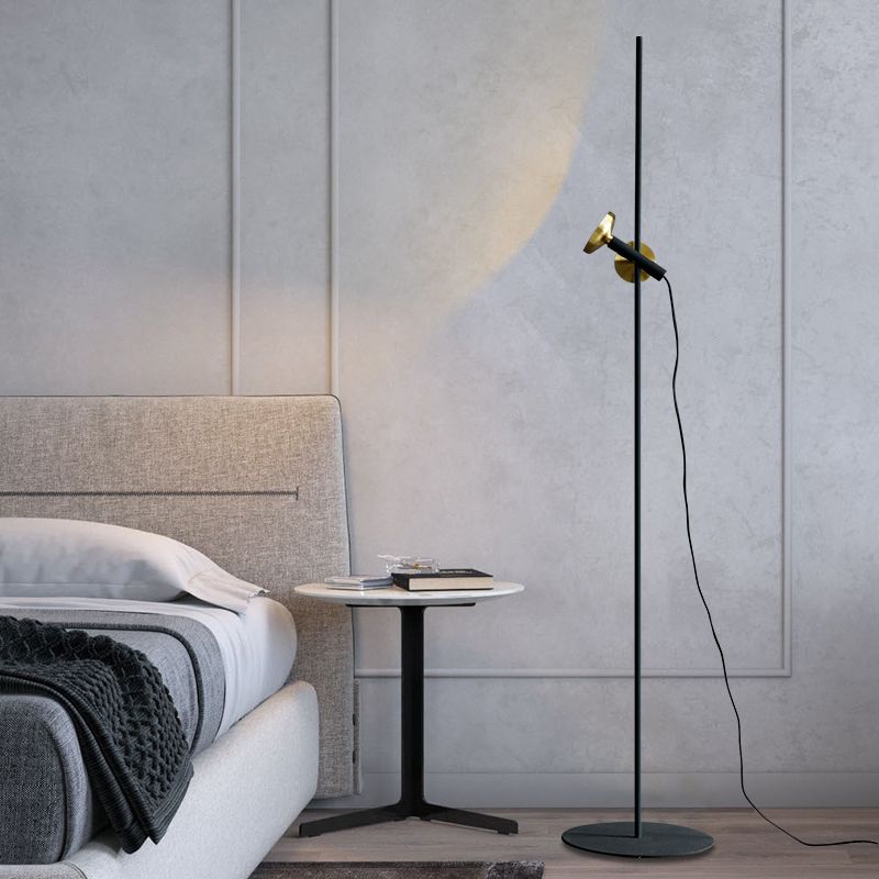 Tube Floor Lighting Post Modern Metal Black and Gold LED Standing Floor Lamp for Living Room