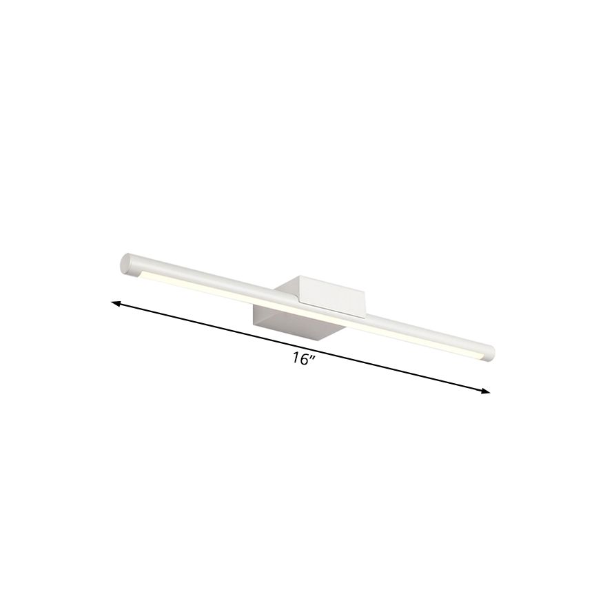 Simplistic LED Vanity Lamp with Acrylic Shade White Tubular Wall Sconce in Warm/White Light, 16"/19.5" Wide