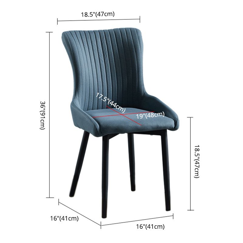 Modern Side Chair Leather Solid Back Armless Dining Chairs with Metal Legs