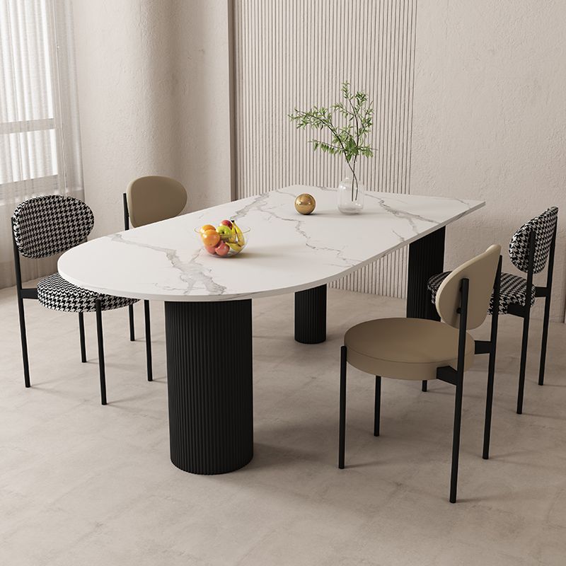 White Oval Top Dining Table Modern Stone Top Dining Table for Dining Room