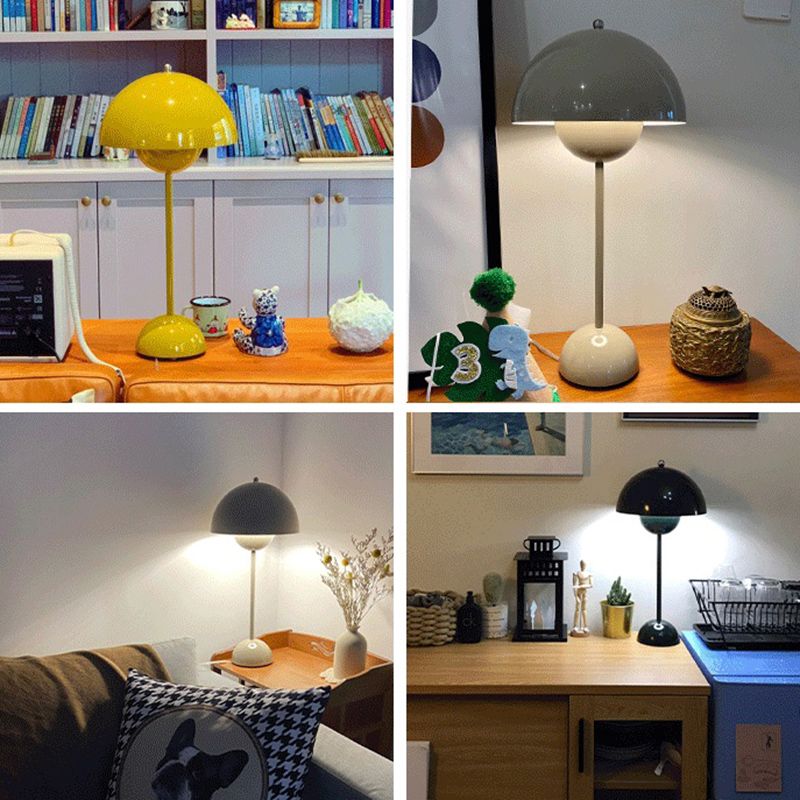 Nordic Style Metal Table Lamp Mushroom Shape Colorful Bulb Table Light for Bedroom