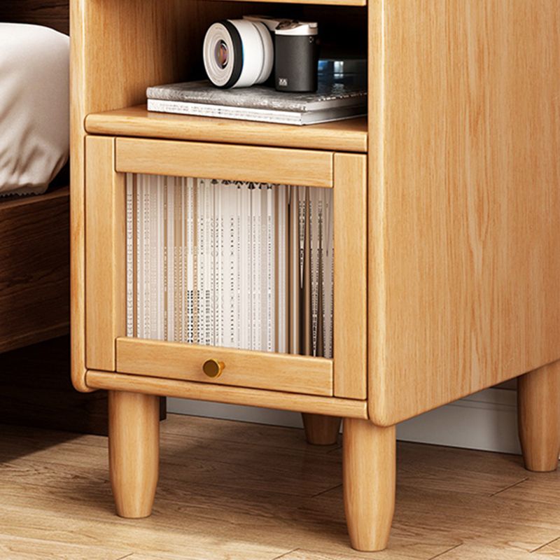 Solid Wood Nightstand with Storage 2 Drawers Nightstand with 1 Door